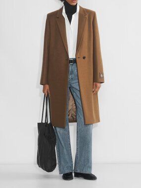 Aritzia Babaton Steadman Virgin Wool Coat Brown XS quiet luxury